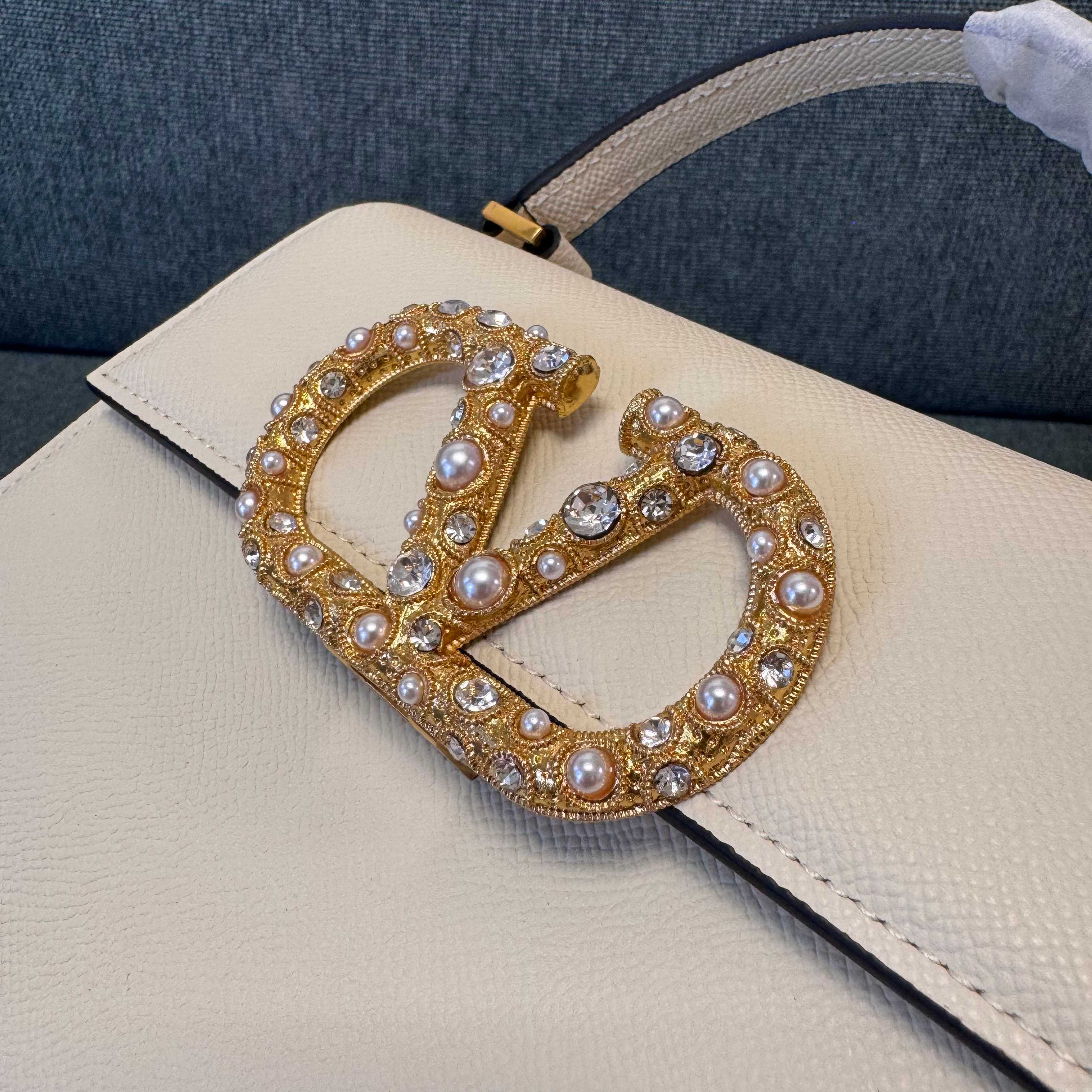VALENTINO Stud-Closure Calfskin Handbag