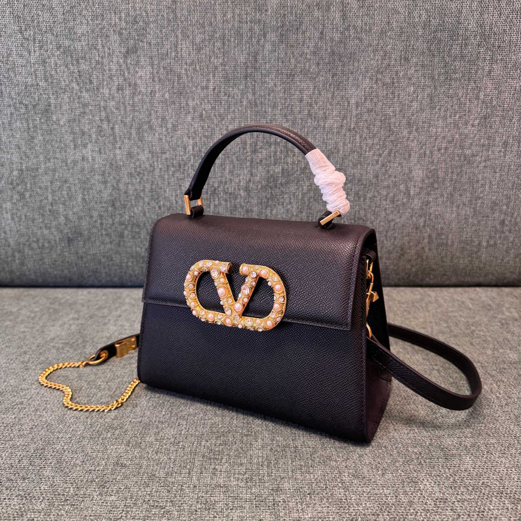 VALENTINO Stud-Closure Calfskin Handbag
