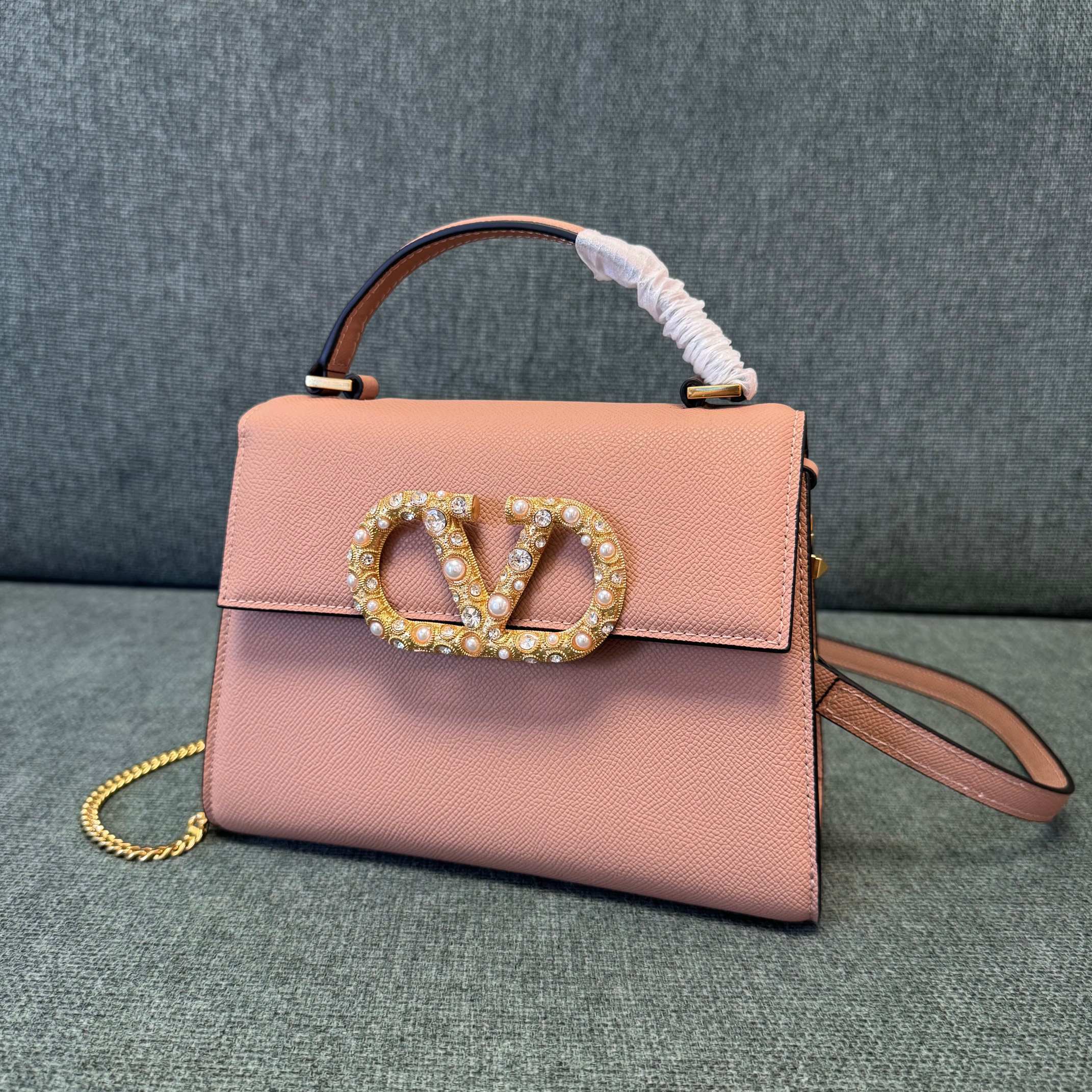 VALENTINO Stud-Closure Calfskin Handbag