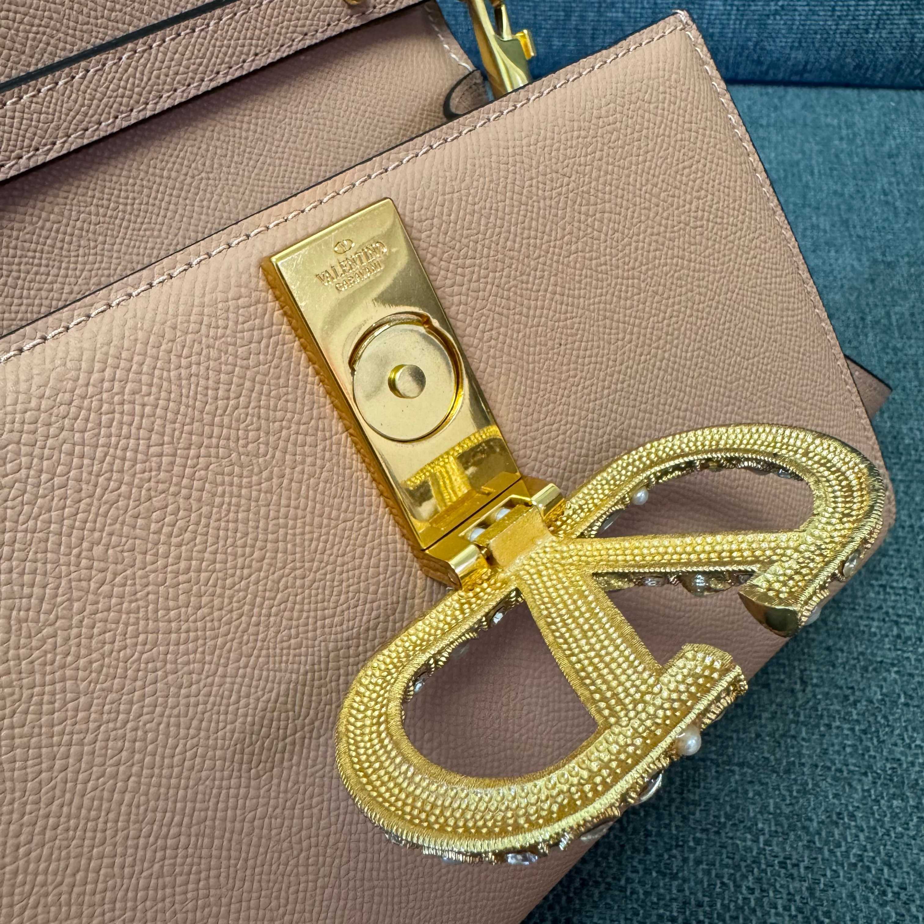 VALENTINO Stud-Closure Calfskin Handbag