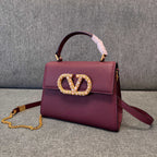 VALENTINO Stud-Closure Calfskin Handbag
