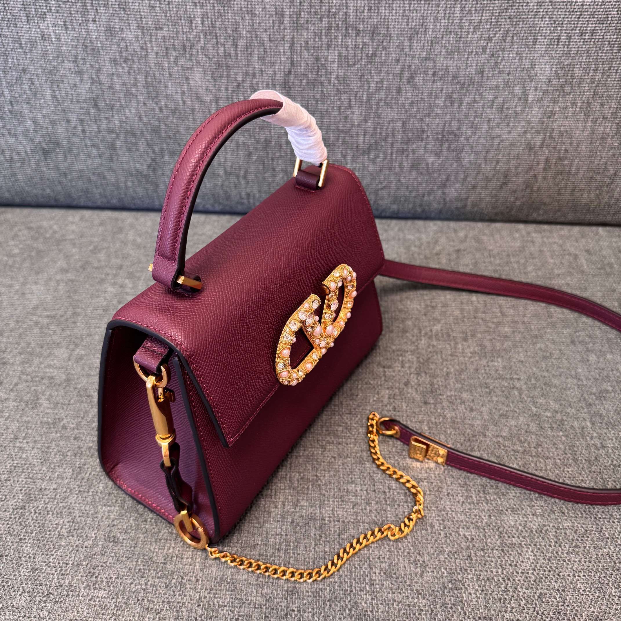 VALENTINO Stud-Closure Calfskin Handbag