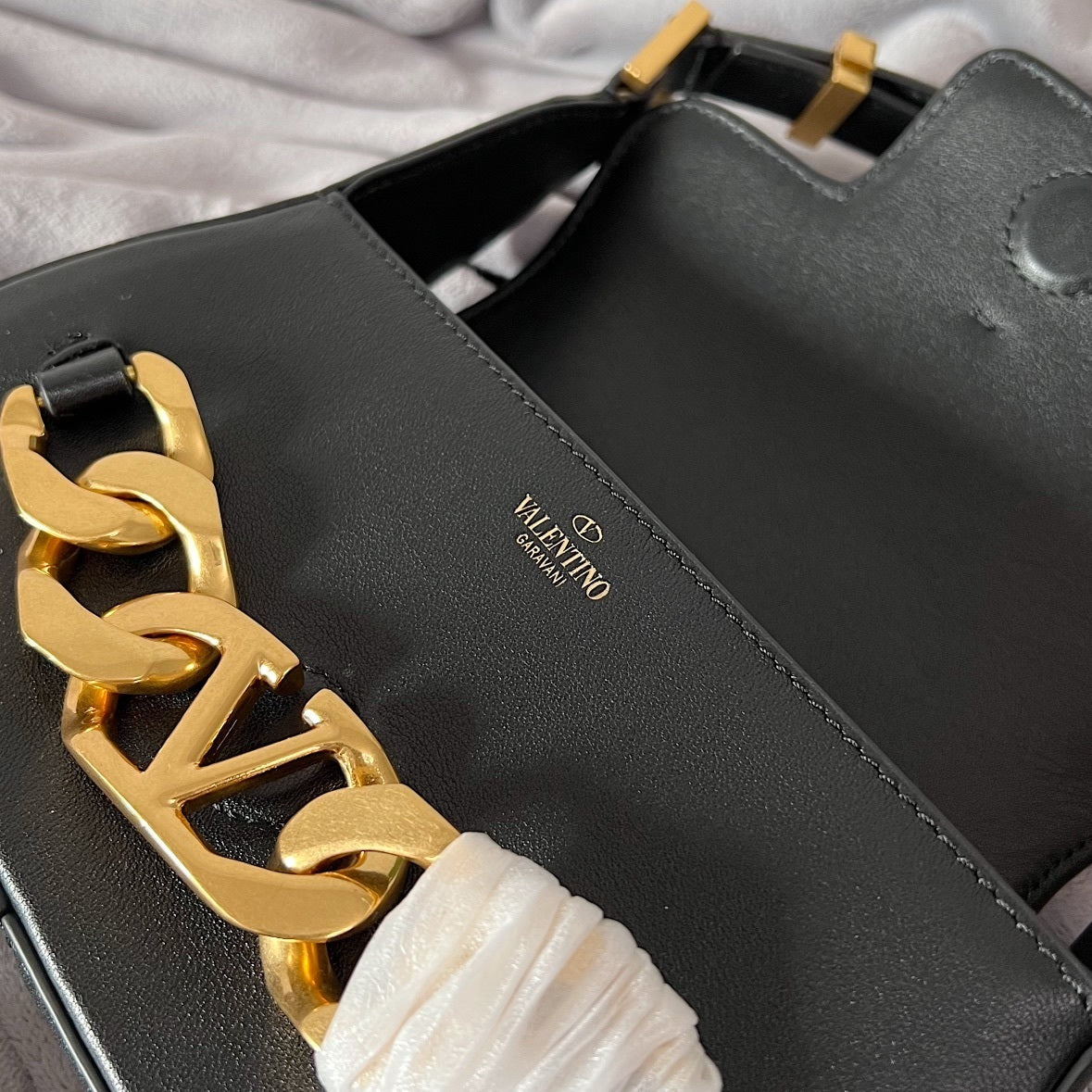 VALENTINO VLogo Chain Small Calfskin Handbag