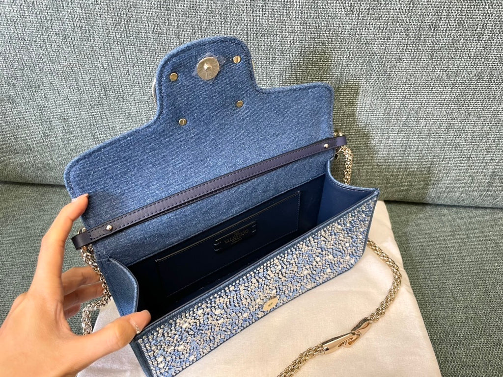 VALENTINO Garavani MINILOC VLogo Signature Crystal-Embellished Bag