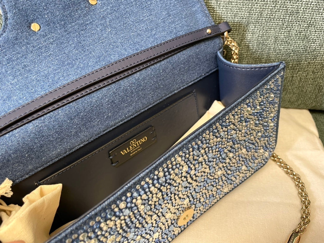 VALENTINO Garavani MINILOC VLogo Signature Crystal-Embellished Bag