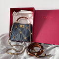 VALENTINO Garavani Roman Stud Oversized Denim Chain Shoulder Bag