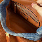 VALENTINO Garavani Roman Stud Quilted Denim Chain Shoulder Bag