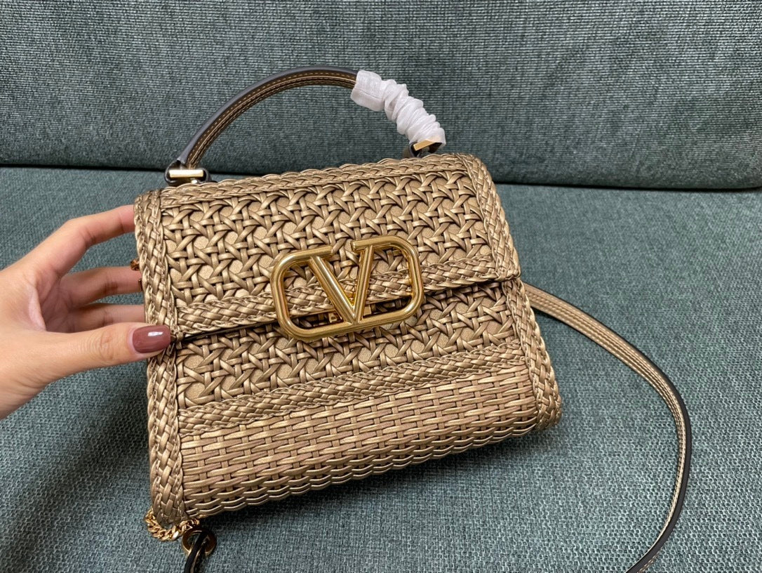VALENTINO Garavani VSLING Palm-Grain Calfskin Small Top Handle Bag