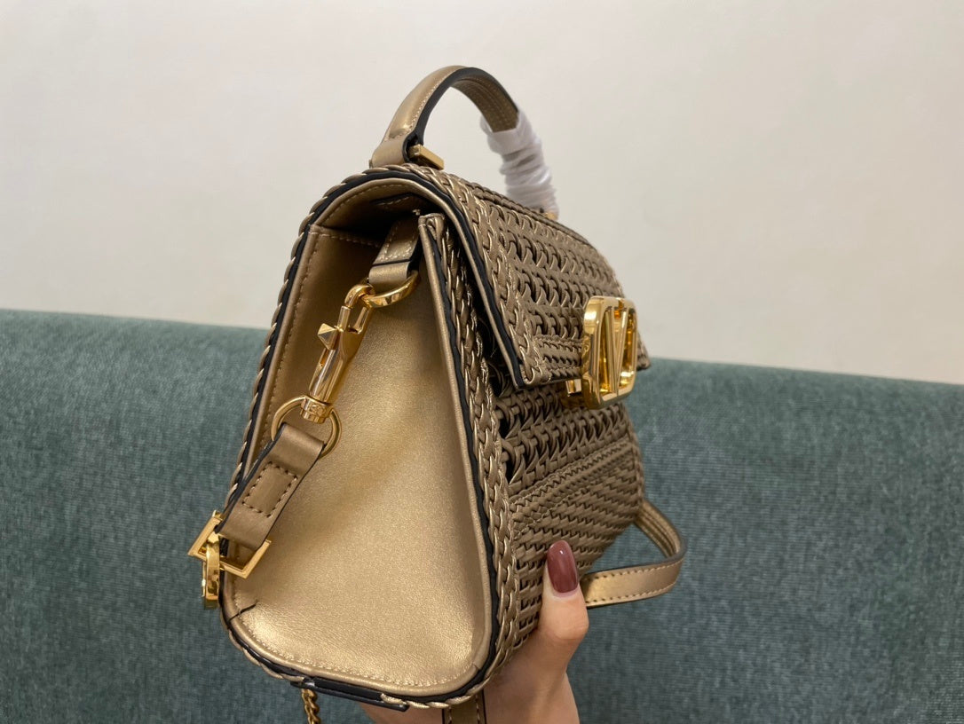 VALENTINO Garavani VSLING Palm-Grain Calfskin Small Top Handle Bag
