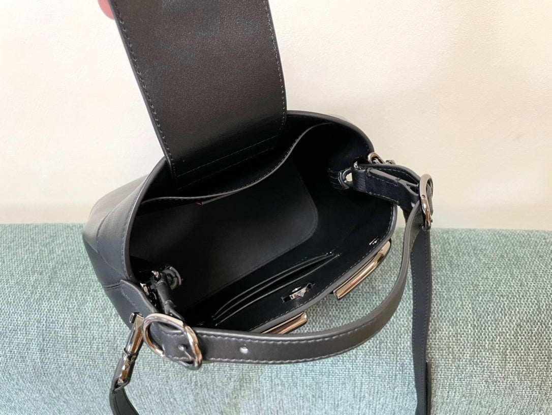 VALENTINO Large Logo Calfskin Bucket Bag