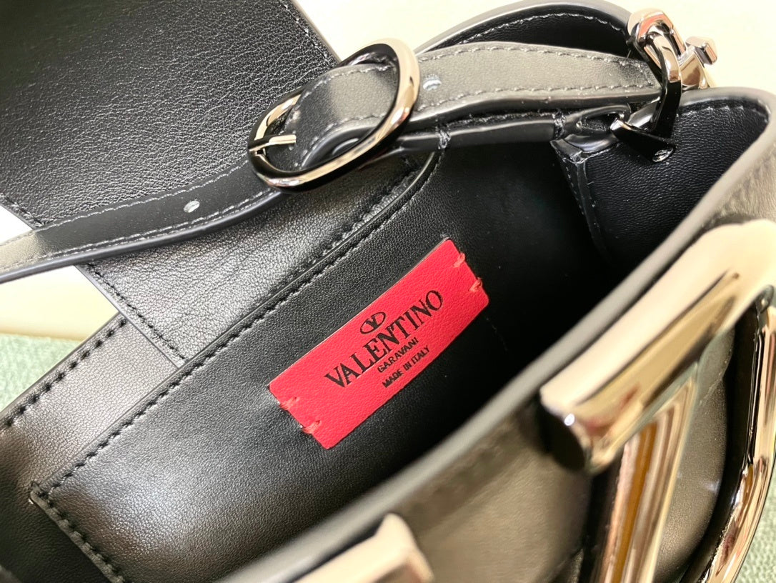 VALENTINO Large Logo Calfskin Bucket Bag