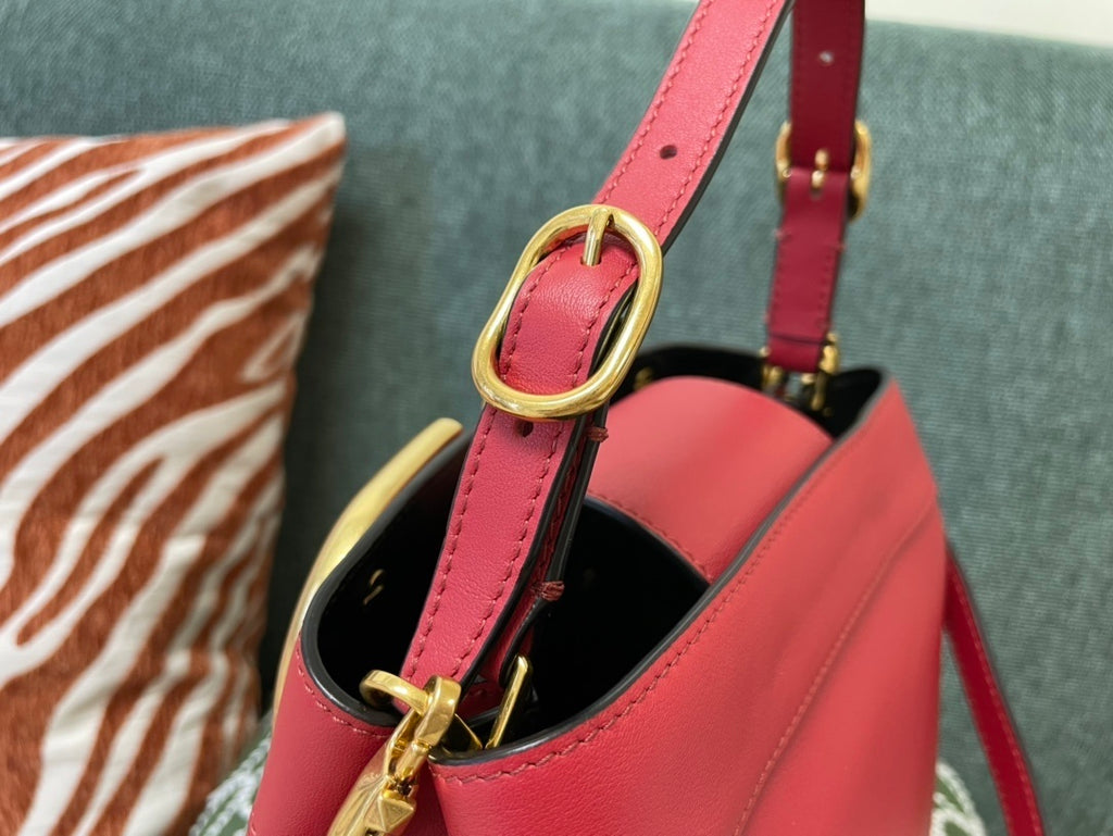 VALENTINO Large Logo Calfskin Bucket Bag