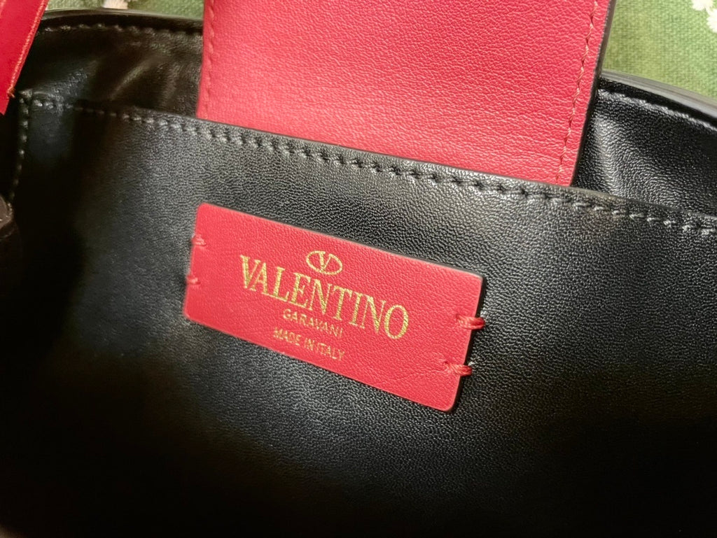 VALENTINO Large Logo Calfskin Bucket Bag