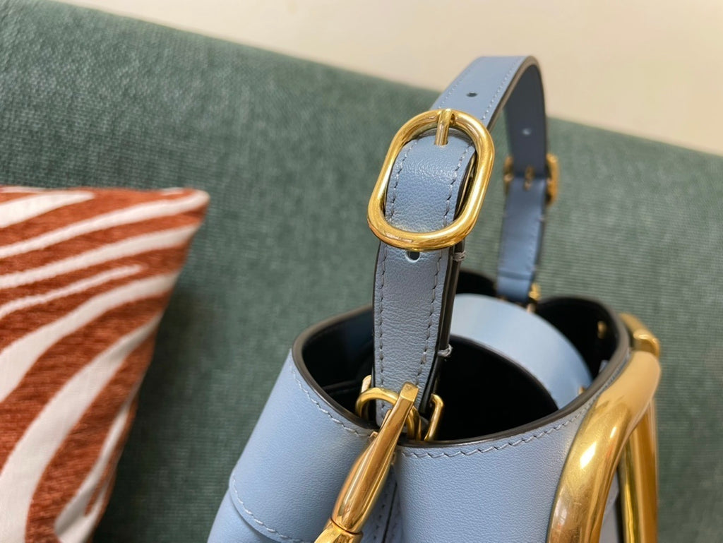 VALENTINO Large Logo Calfskin Bucket Bag