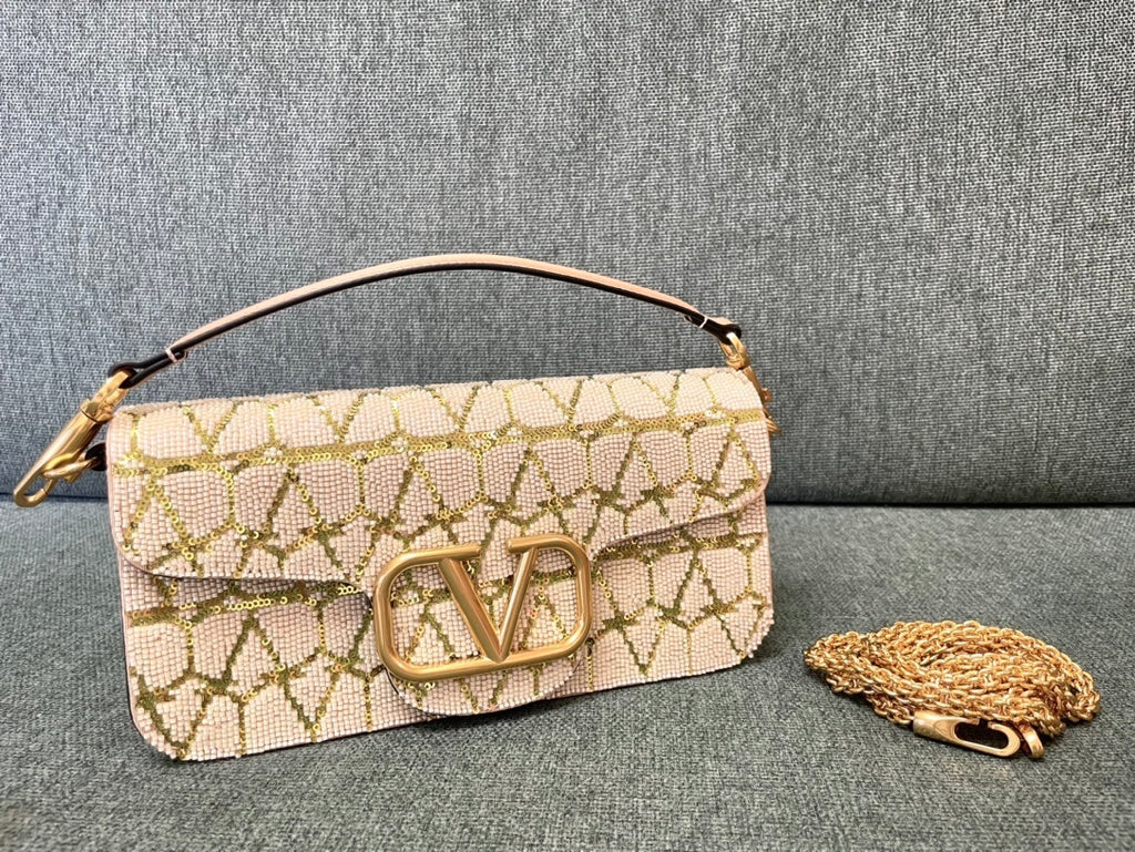 VALENTINO VLogo Signature Beaded Calfskin Shoulder Bag