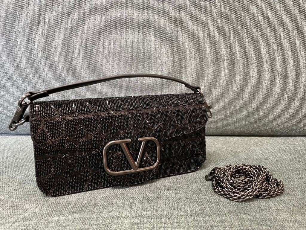 VALENTINO VLogo Signature Beaded Calfskin Shoulder Bag