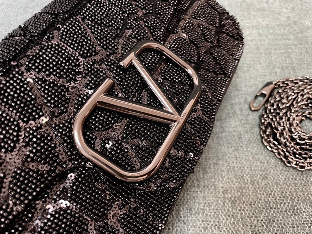 VALENTINO VLogo Signature Beaded Calfskin Shoulder Bag