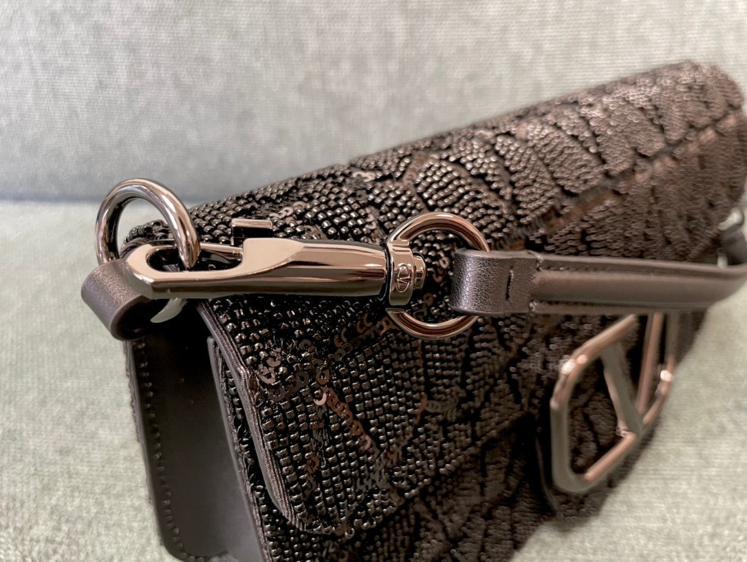 VALENTINO VLogo Signature Beaded Calfskin Shoulder Bag