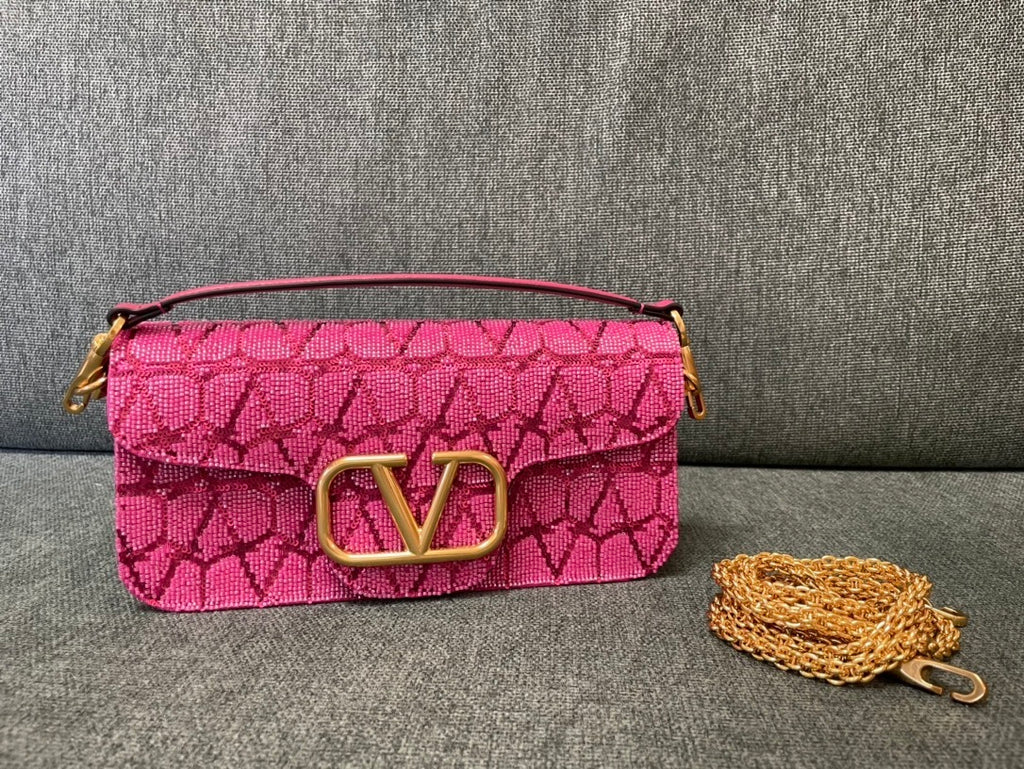VALENTINO VLogo Signature Beaded Calfskin Shoulder Bag