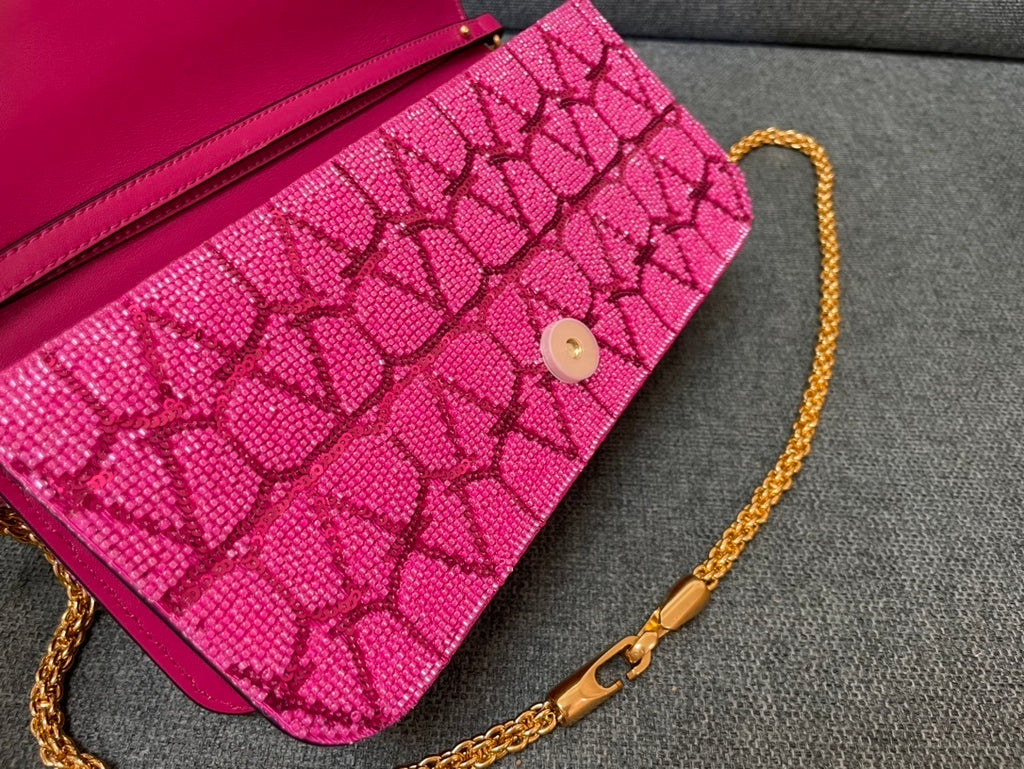 VALENTINO VLogo Signature Beaded Calfskin Shoulder Bag