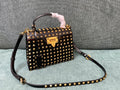 VALENTINO Calfskin Textured Top Handle Bag