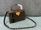 VALENTINO Calfskin Textured Top Handle Bag