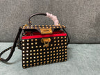 VALENTINO Calfskin Textured Top Handle Bag
