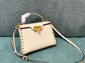 VALENTINO Calfskin Textured Top Handle Bag