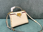 VALENTINO Calfskin Textured Top Handle Bag