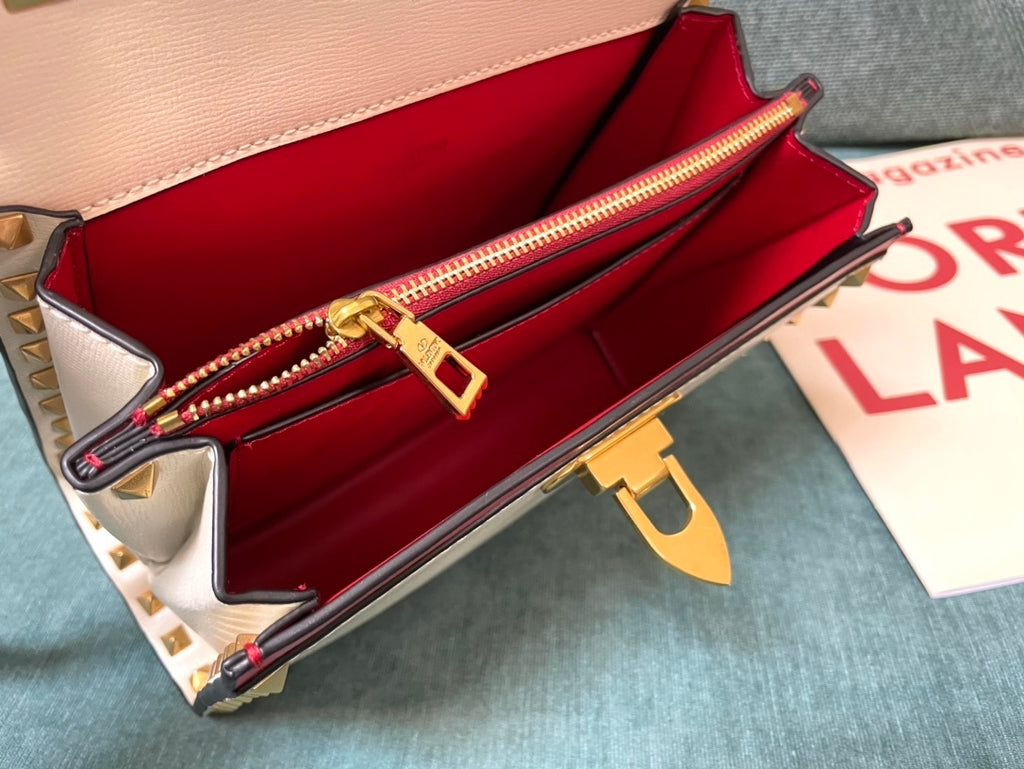 VALENTINO Calfskin Textured Top Handle Bag