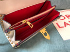 VALENTINO Calfskin Textured Top Handle Bag