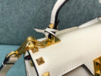 VALENTINO Calfskin Textured Top Handle Bag