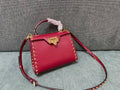 VALENTINO Calfskin Textured Top Handle Bag