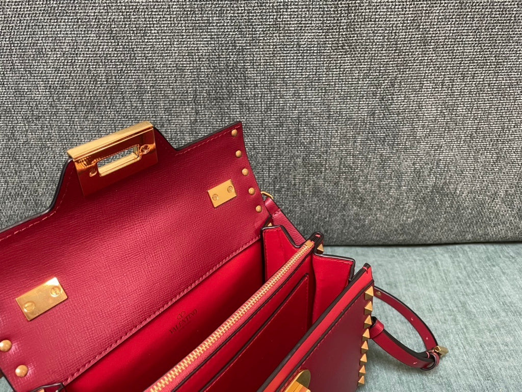 VALENTINO Calfskin Textured Top Handle Bag