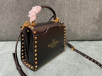 VALENTINO Calfskin Textured Top Handle Bag