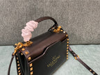 VALENTINO Calfskin Textured Top Handle Bag