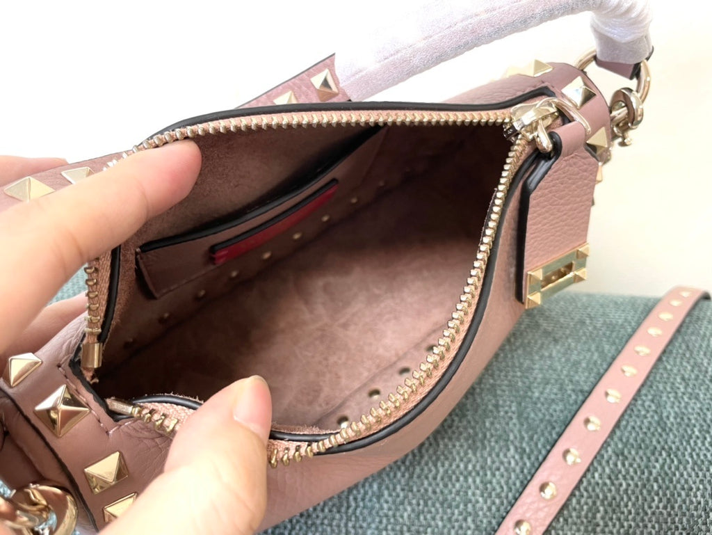 VALENTINO Garavani Rockstud Calfskin Top Handle Crossbody Bag