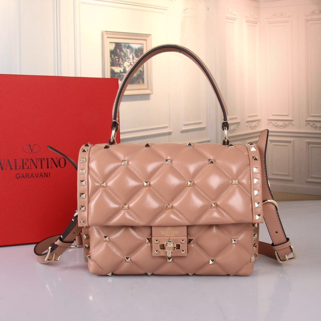 VALENTINO Garavani Candystud Nappa Lambskin Top Handle Bag