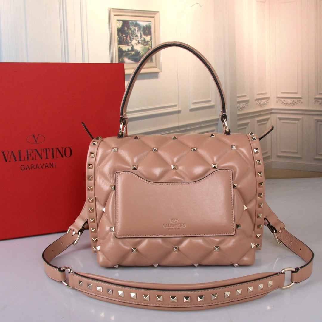 VALENTINO Garavani Candystud Nappa Lambskin Top Handle Bag