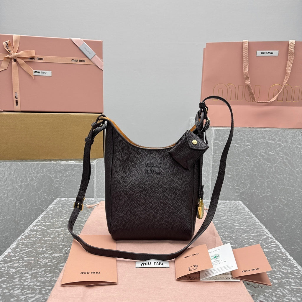 MIU MIU Grained Leather Hobo Bag