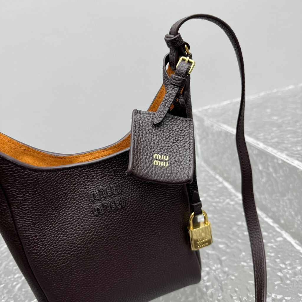 MIU MIU Grained Leather Hobo Bag