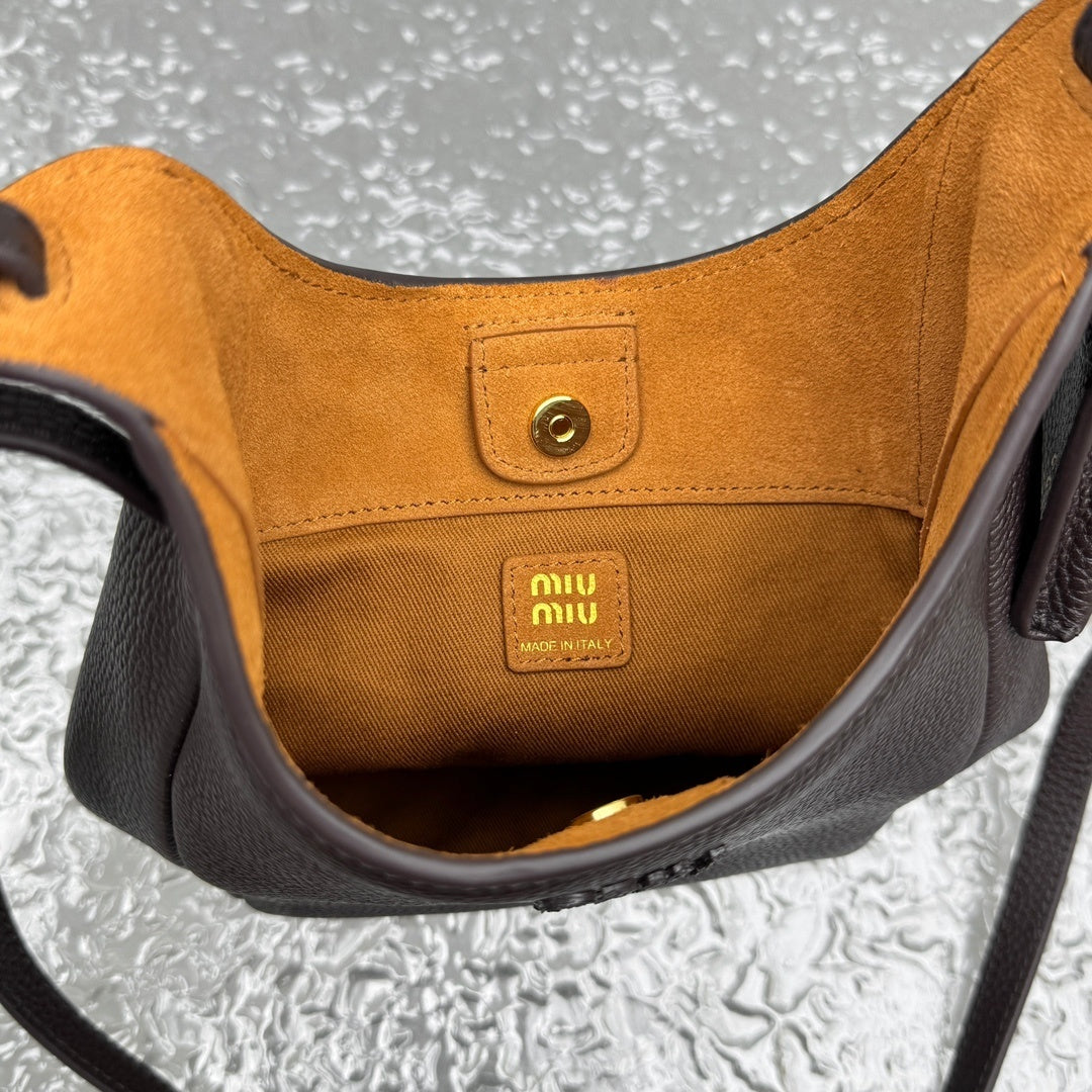 MIU MIU Grained Leather Hobo Bag
