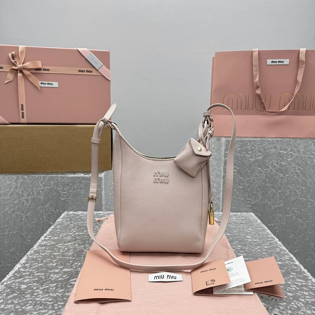 MIU MIU Grained Leather Hobo Bag