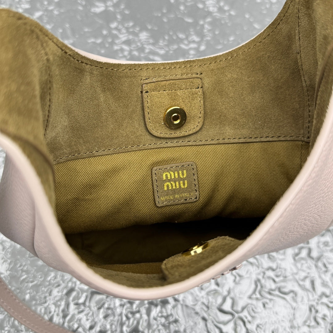 MIU MIU Grained Leather Hobo Bag