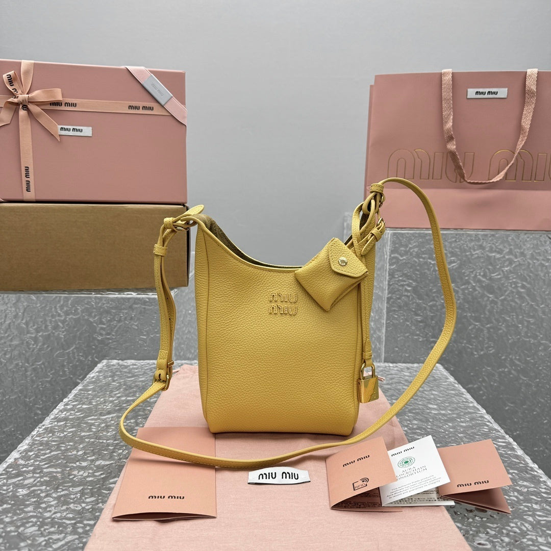MIU MIU Grained Leather Hobo Bag