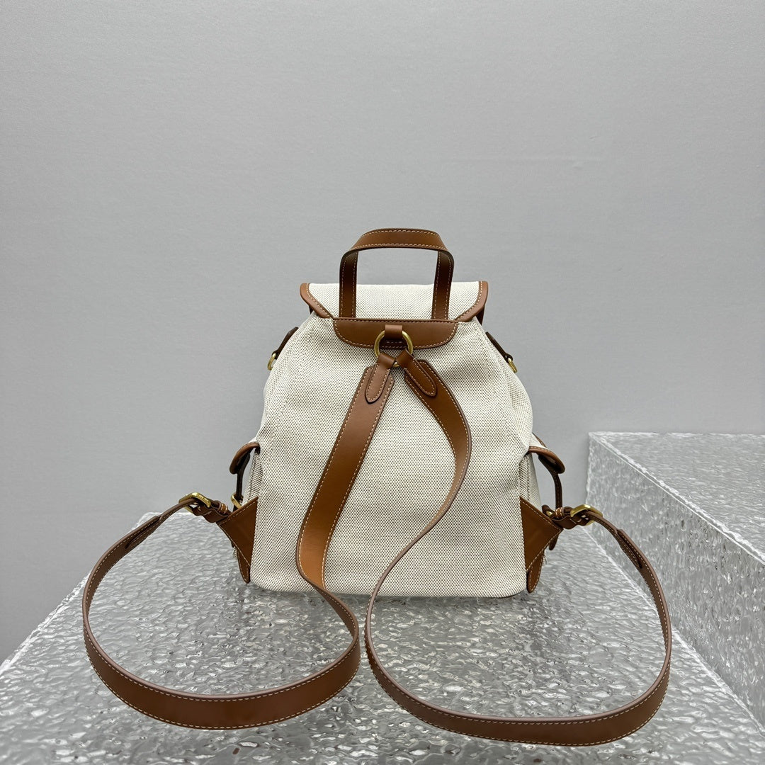 MIU MIU Canvas and Leather Backpack