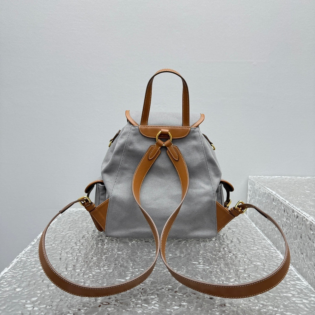 MIU MIU Canvas and Leather Backpack