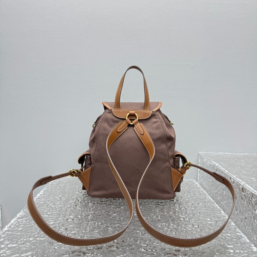 MIU MIU Canvas and Leather Backpack