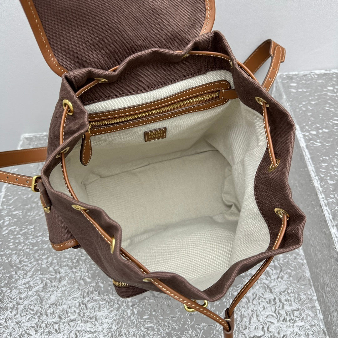 MIU MIU Canvas and Leather Backpack
