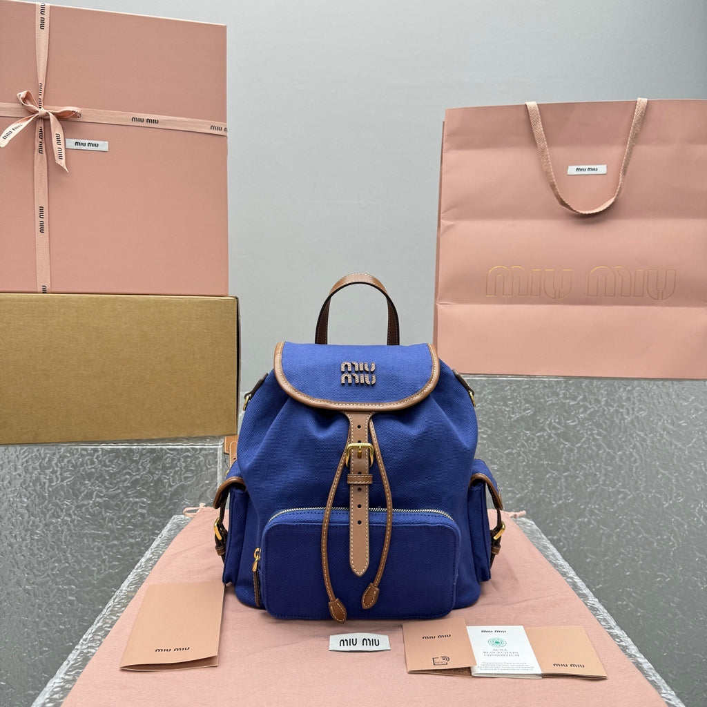 MIU MIU Canvas and Leather Backpack